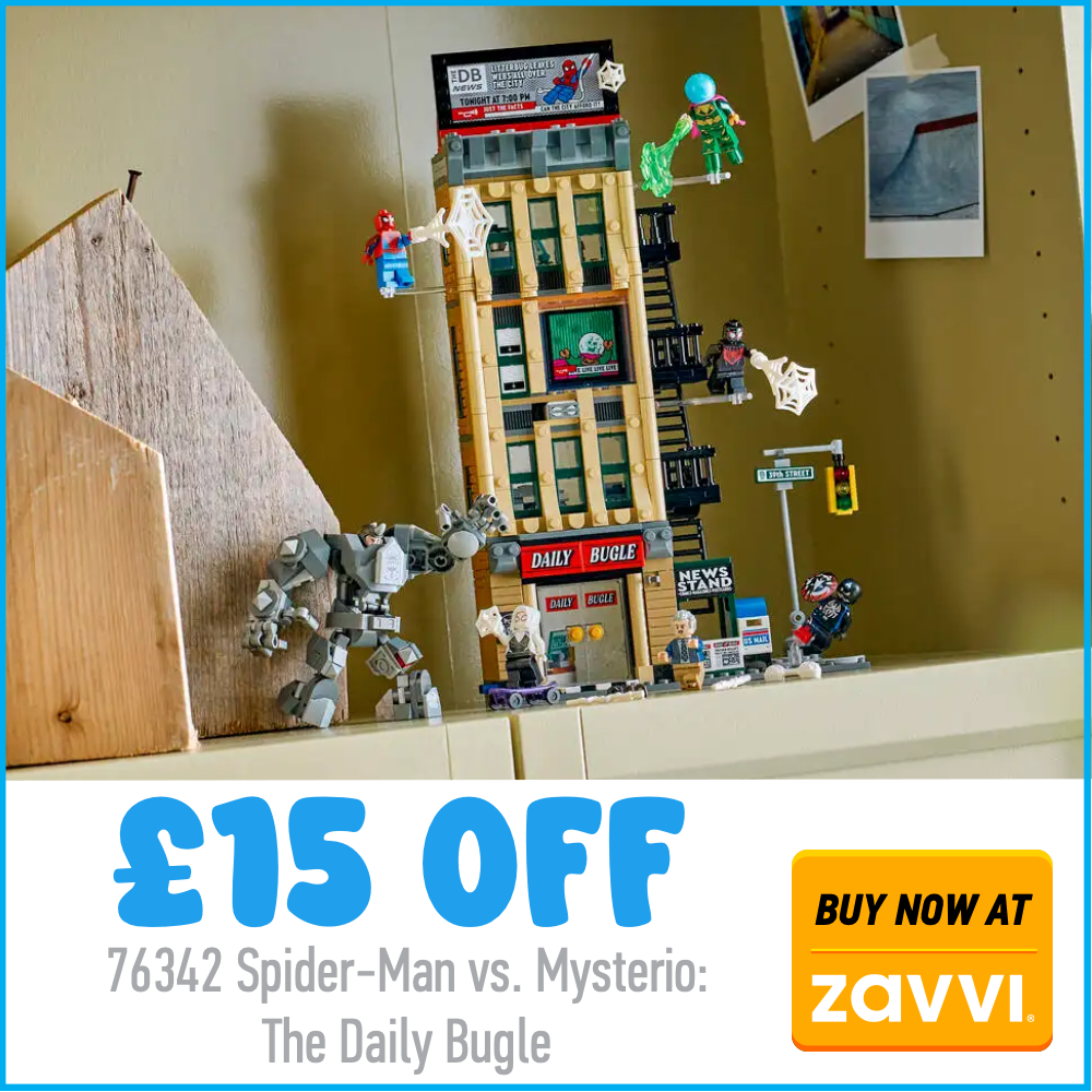 LEGO Marvel 76342 Spider Man vs. Mysterio The Daily Bugle Zavvi 15 off deal card