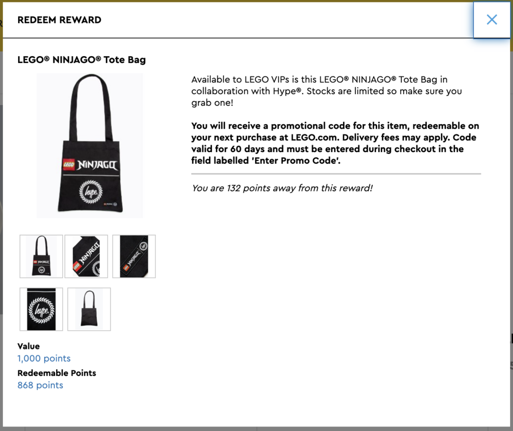 LEGO NINJAGO x HYPE Tote Bag VIP reward