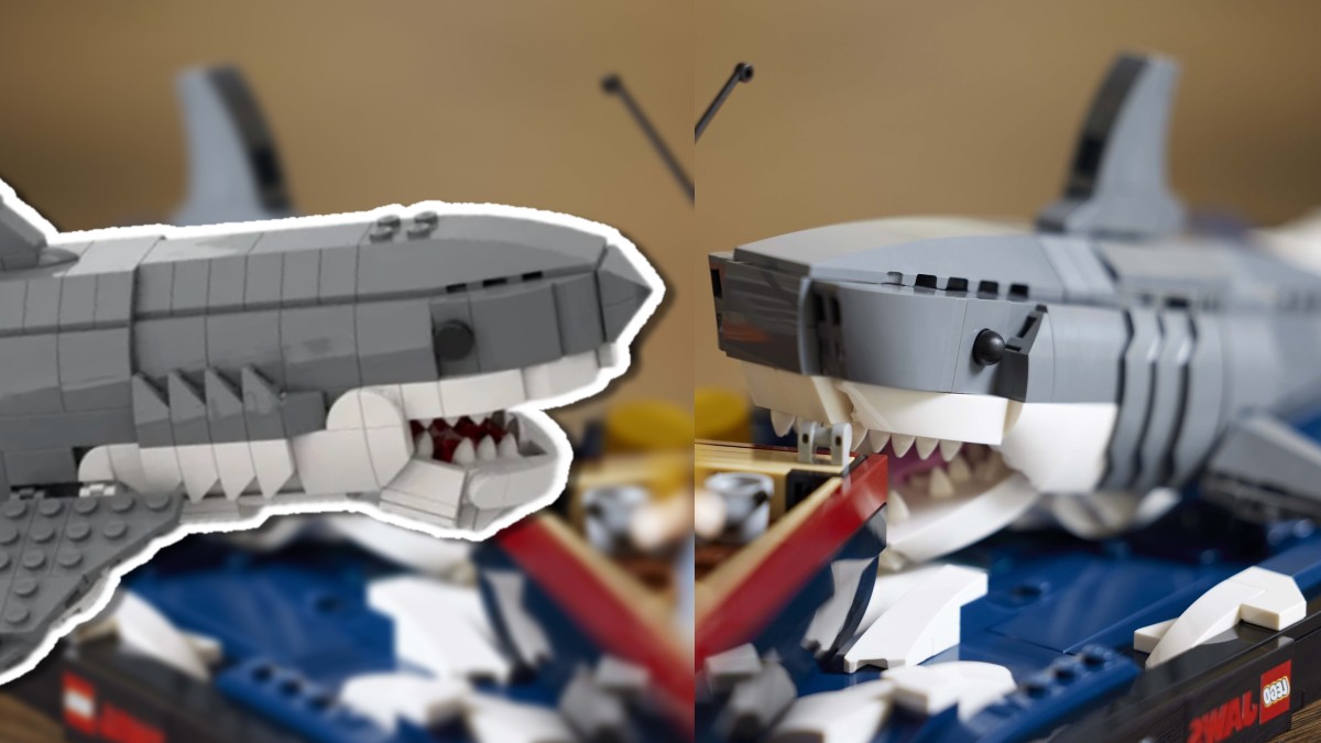 Comparing LEGO Ideas 21350 Jaws to its original fan design